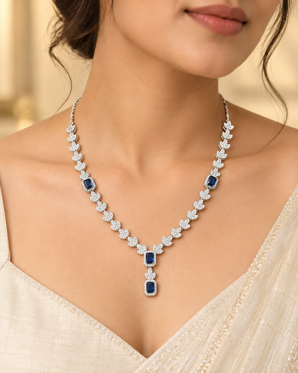 Square shaped blue stone chain